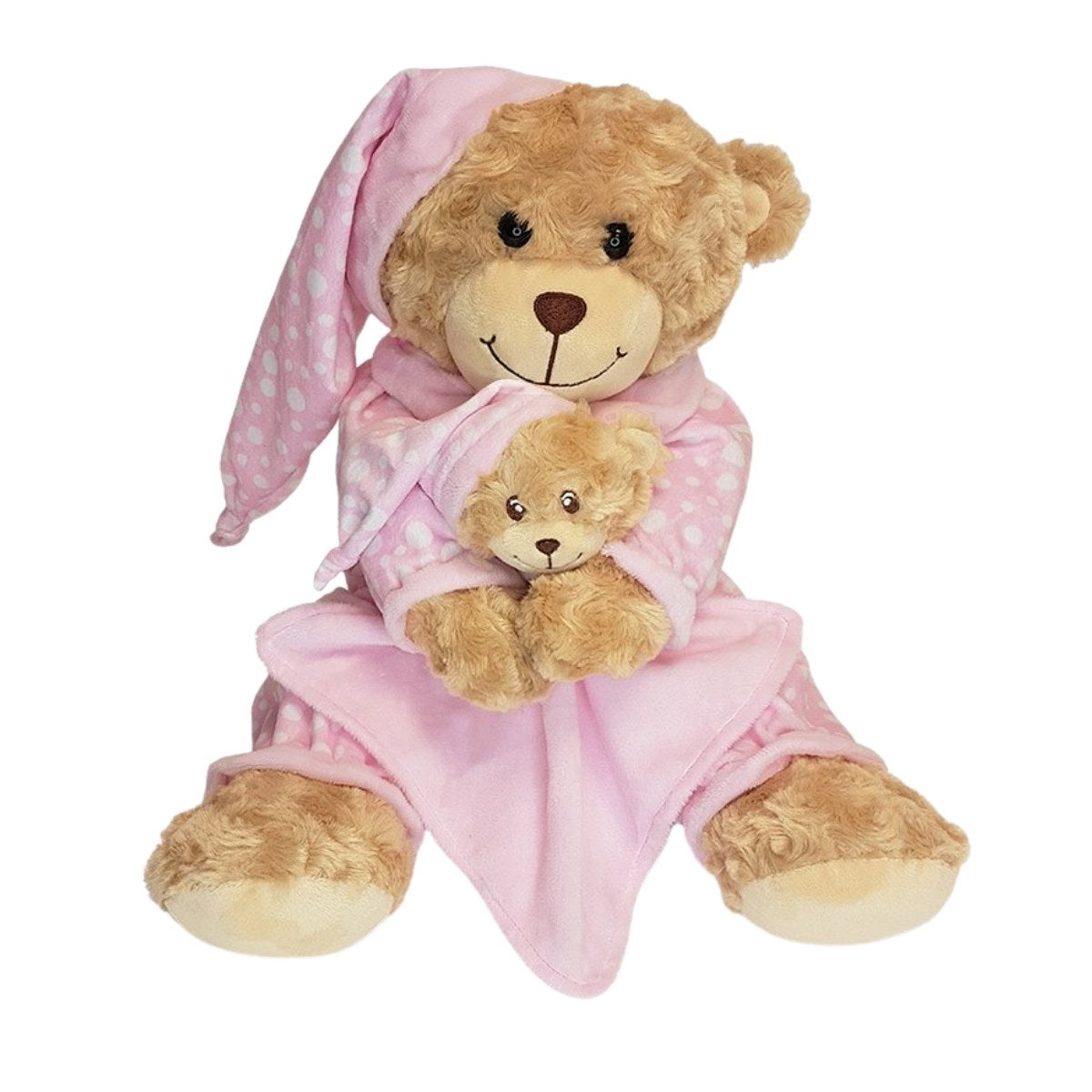 Personalised Bedtime Teddy Bear With Comforter Stitched Up