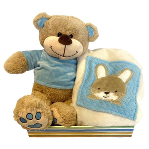 Personalised Luxury blanket & Teddy Hamper - Blue
