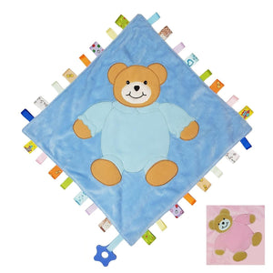 Personalised Taggy Comforter With Teething Rings