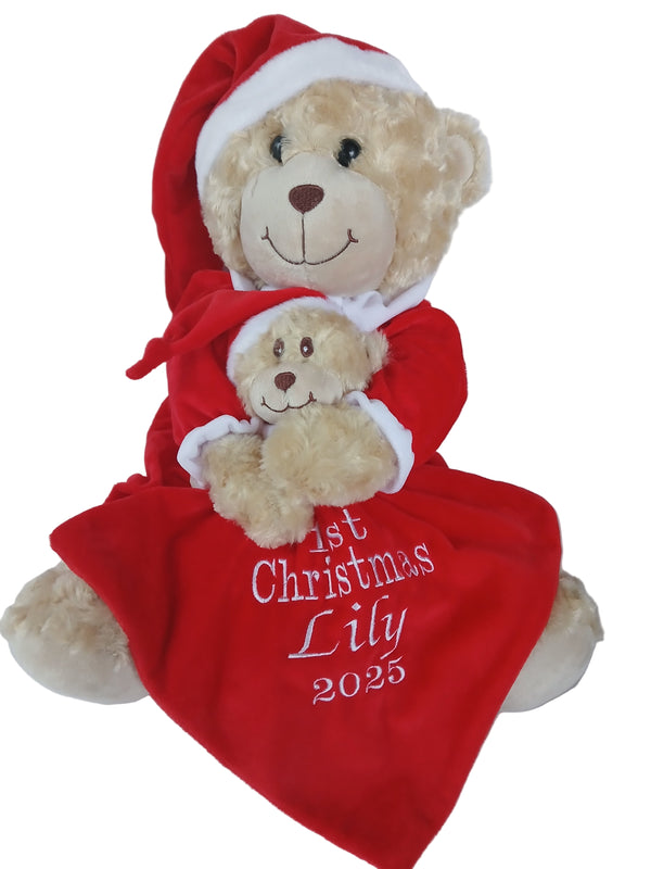My 1st Christmas Bedtime Bear With Soft Velour Comforter