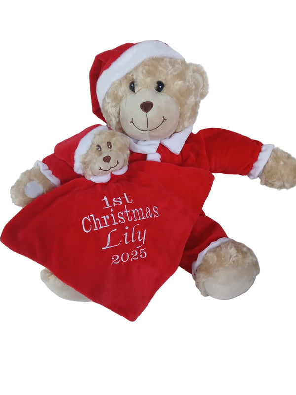 My 1st Christmas Bedtime Bear With Soft Velour Comforter