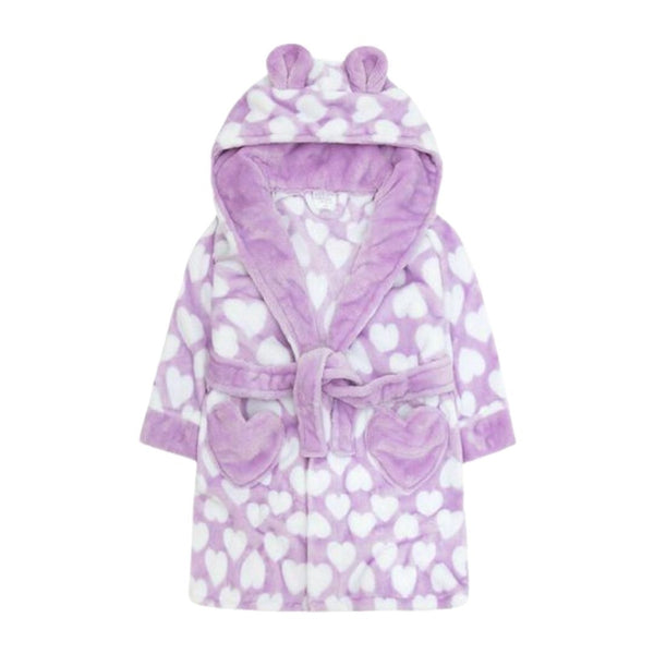 Heart Print Dressing Gown - Lilac