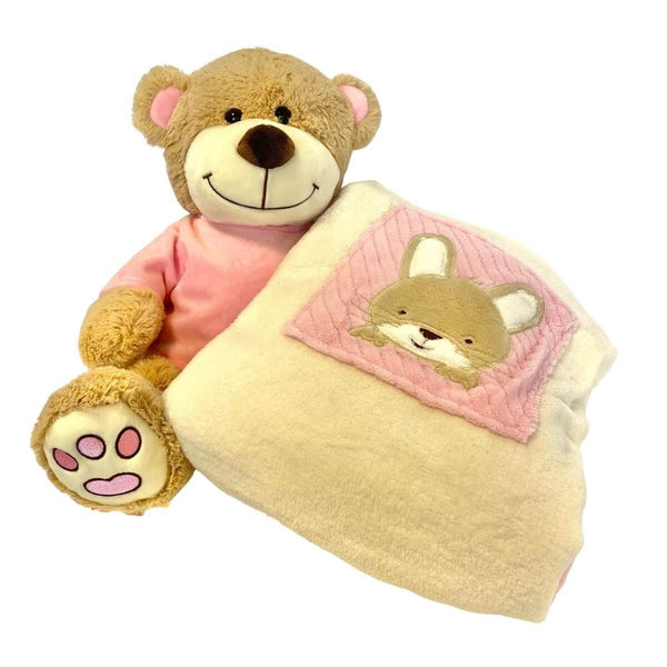 Personalised Luxury blanket & Teddy Hamper - Pink